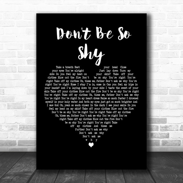 Imany feat. Filatov & Karas Don't Be So Shy Black Heart Decorative Wall Art Gift Song Lyric Print
