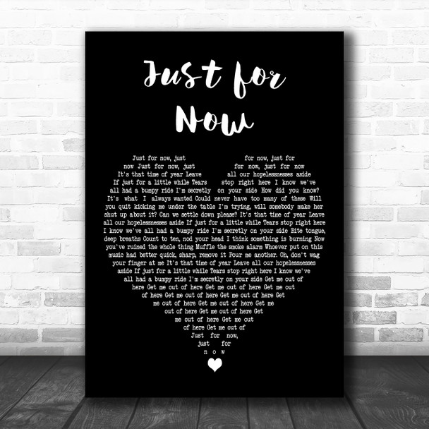 Imogen Heap Just for Now Black Heart Decorative Wall Art Gift Song Lyric Print