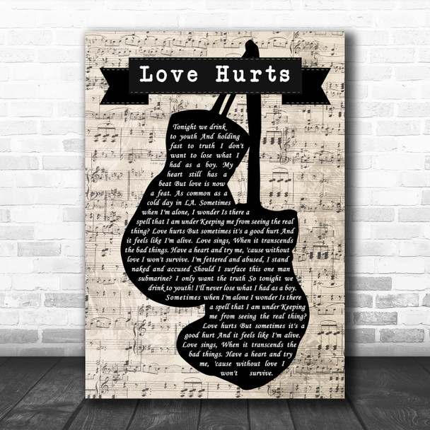 Incubus Love Hurts Music Script Boxing Gloves Decorative Wall Art Gift Song Lyric Print