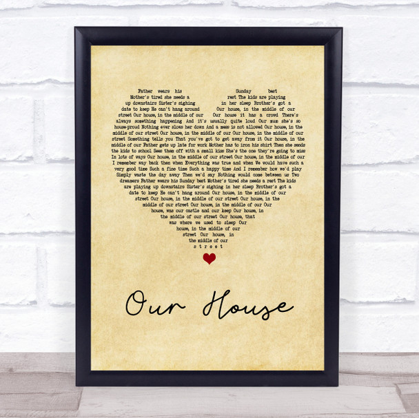 Madness Our House Vintage Heart Song Lyric Music Wall Art Print