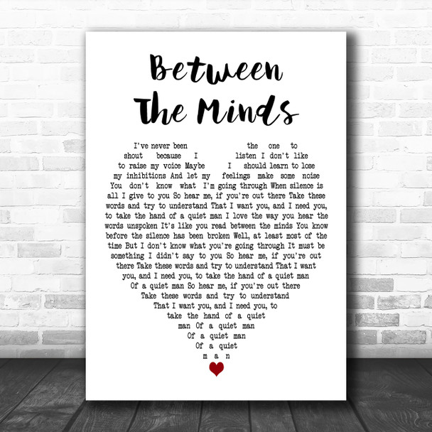 Jack Savoretti Between the Minds White Heart Decorative Wall Art Gift Song Lyric Print