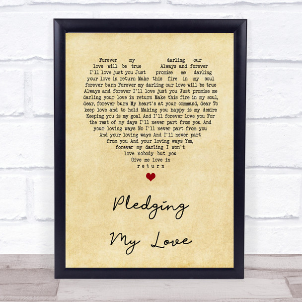 Marvin Gaye & Diana Ross Pledging My Love Vintage Heart Song Lyric Music Wall Art Print