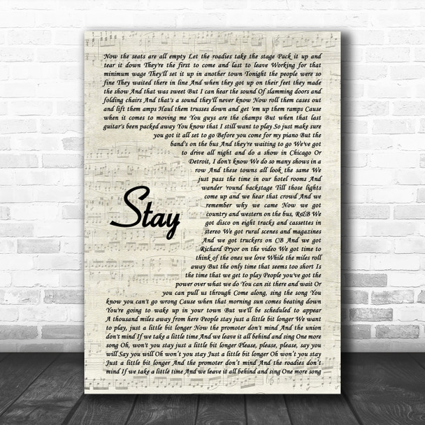 Jackson Browne Stay Vintage Script Decorative Wall Art Gift Song Lyric Print