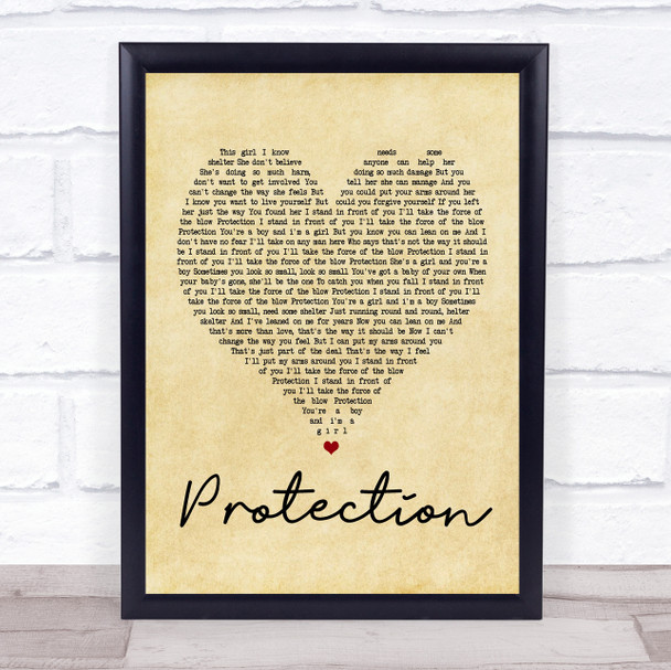 Massive Attack Protection Vintage Heart Song Lyric Music Wall Art Print