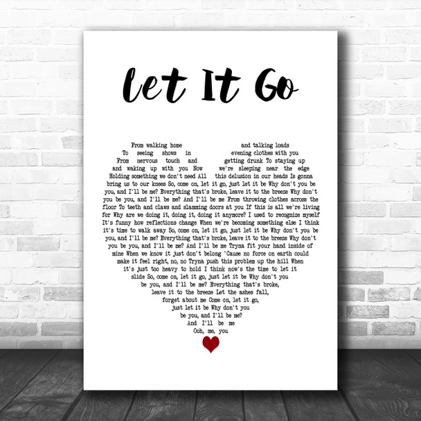 James Bay Let It Go White Heart Decorative Wall Art Gift Song Lyric Print