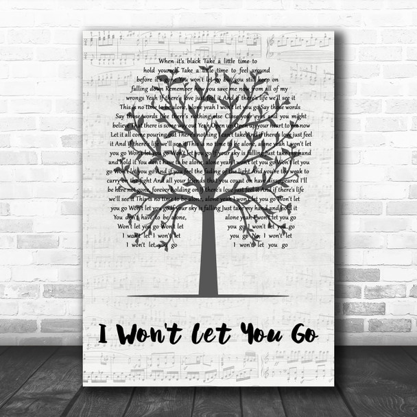 James Morrison I Won't Let You Go Music Script Tree Decorative Wall Art Gift Song Lyric Print