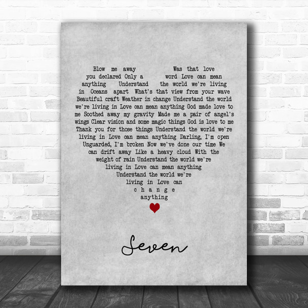 James Seven Grey Heart Decorative Wall Art Gift Song Lyric Print