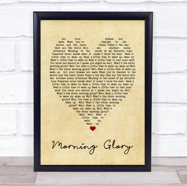 Morning Glory Oasis Vintage Heart Song Lyric Music Wall Art Print