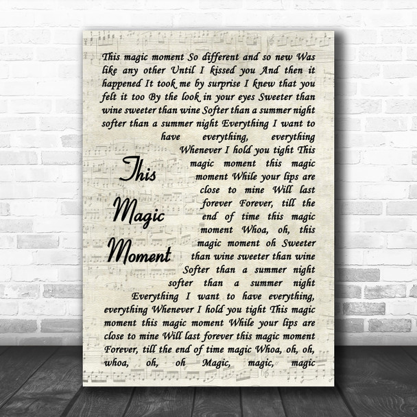 Jay and the Americans This Magic Moment Vintage Script Decorative Wall Art Gift Song Lyric Print
