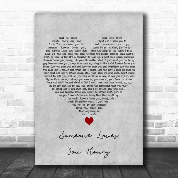 JC Lodge Someone Loves You Honey Grey Heart Decorative Wall Art Gift Song Lyric Print