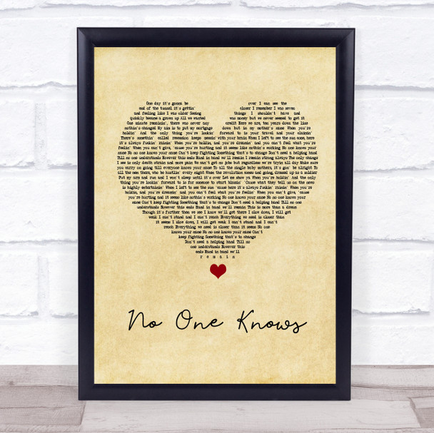 N-Dubz No One Knows Vintage Heart Song Lyric Music Wall Art Print