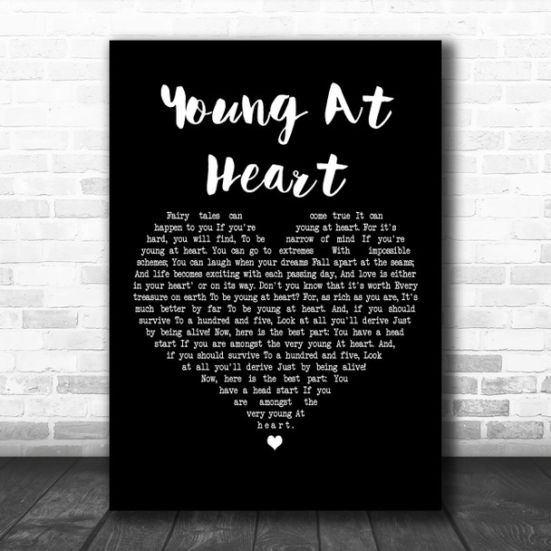 Jimmy Durante Young At Heart Black Heart Decorative Wall Art Gift Song Lyric Print