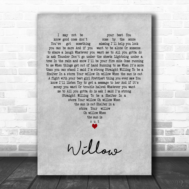 Joan Armatrading Willow Grey Heart Decorative Wall Art Gift Song Lyric Print
