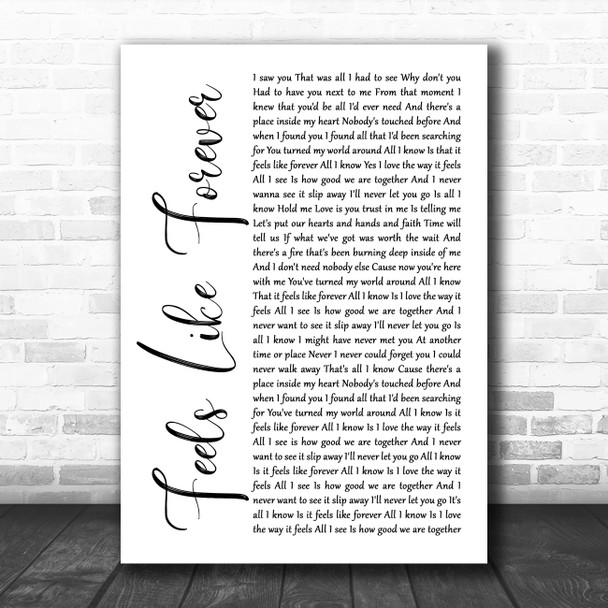 Joe Cocker Feels Like Forever White Script Decorative Wall Art Gift Song Lyric Print