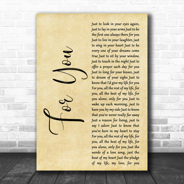 John Denver For You Rustic Script Decorative Wall Art Gift Song Lyric Print