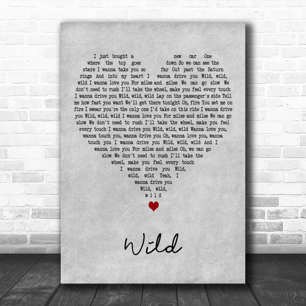 John Legend & Gary Clark Jr Wild Grey Heart Decorative Wall Art Gift Song Lyric Print