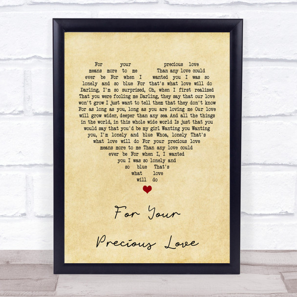 Otis Redding For Your Precious Love Vintage Heart Song Lyric Music Wall Art Print