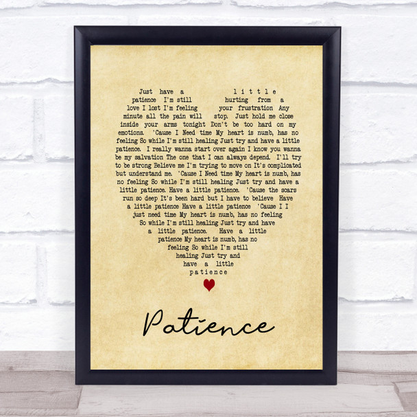 Patience Take That Vintage Heart Song Lyric Music Wall Art Print