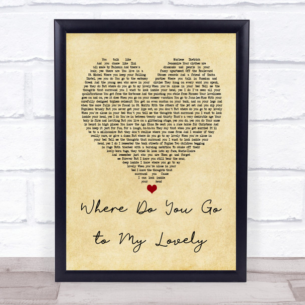 Peter Sarstedt Where Do You Go to My Lovely Vintage Heart Song Lyric Music Wall Art Print