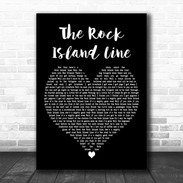 Johnny Cash The Rock Island Line Black Heart Decorative Wall Art Gift Song Lyric Print