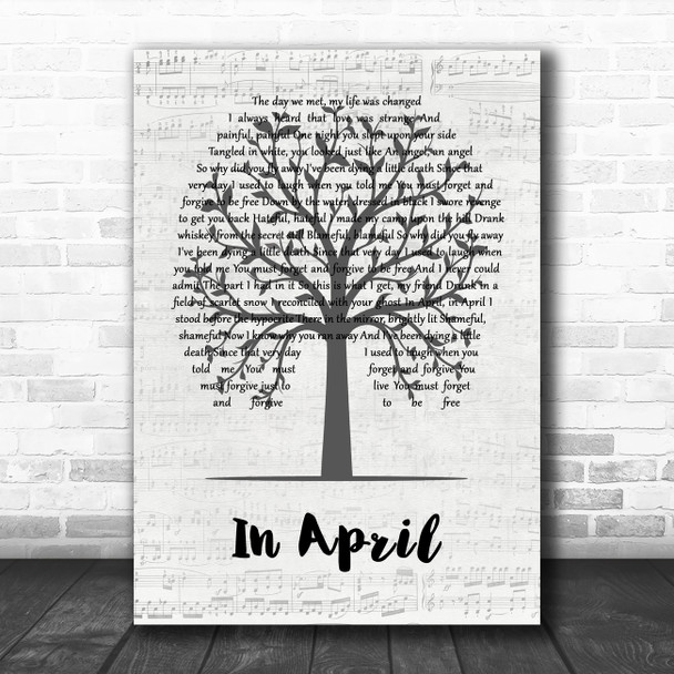 Johnny Flynn In April Music Script Tree Decorative Wall Art Gift Song Lyric Print