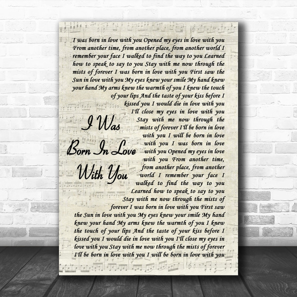 Johnny Mathis I Was Born In Love With You Vintage Script Decorative Gift Song Lyric Print
