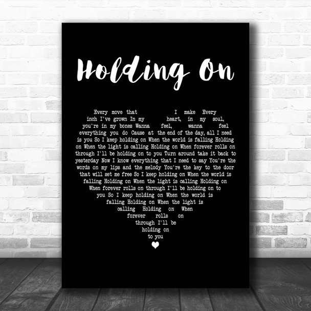 Johnny Stimson Holding On Black Heart Decorative Wall Art Gift Song Lyric Print