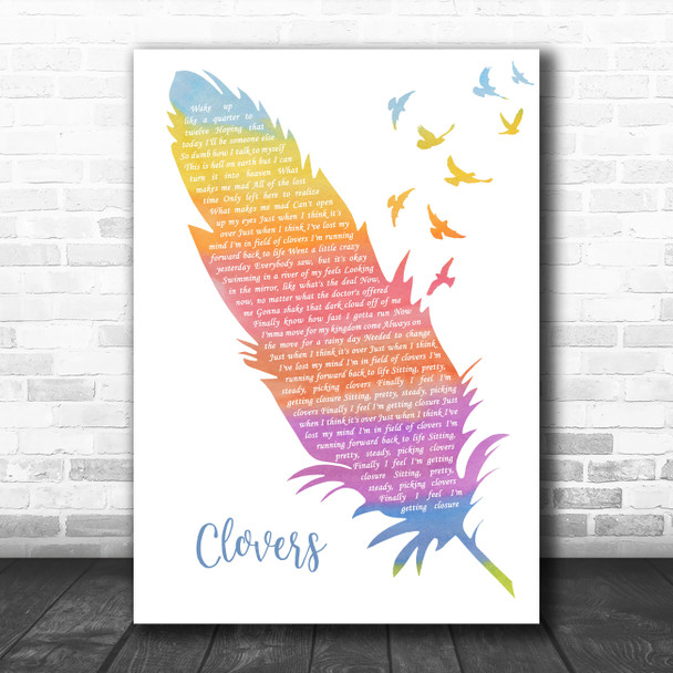 JoJo Clovers Watercolour Feather & Birds Decorative Wall Art Gift Song Lyric Print