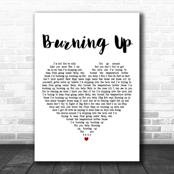 Jonas Brothers Burning Up White Heart Decorative Wall Art Gift Song Lyric Print