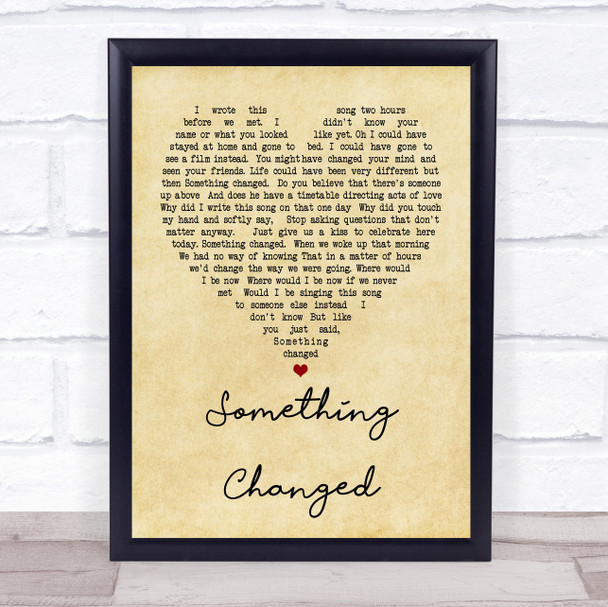 Pulp Something Changed Vintage Heart Song Lyric Music Wall Art Print