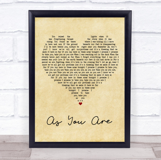 Rag n Bone Man As You Are Vintage Heart Song Lyric Music Wall Art Print