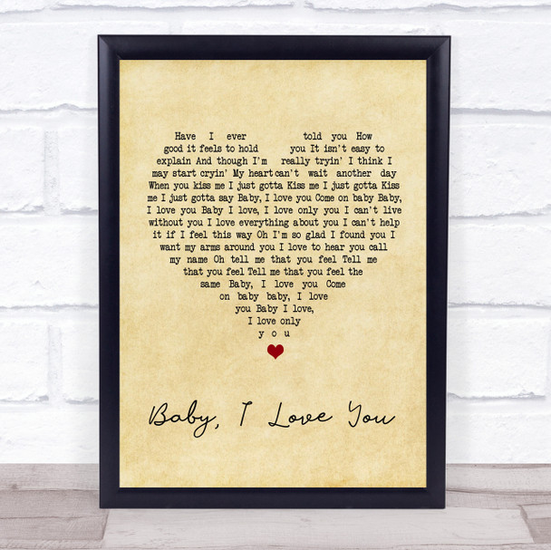 Ramones Baby I Love You Vintage Heart Song Lyric Music Wall Art Print