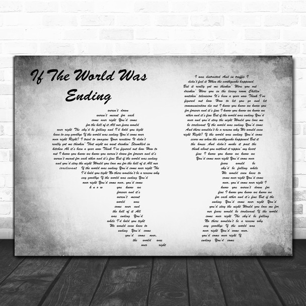 JP Saxe If The World Was Ending Man Lady Couple Grey Decorative Gift Song Lyric Print