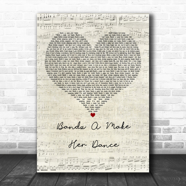 Juicy J Bandz A Make Her Dance Script Heart Decorative Wall Art Gift Song Lyric Print