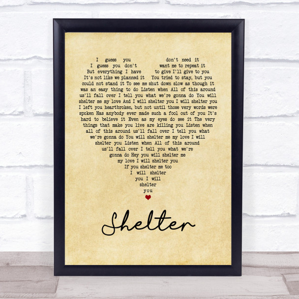 Ray LaMontagne Shelter Vintage Heart Song Lyric Music Wall Art Print