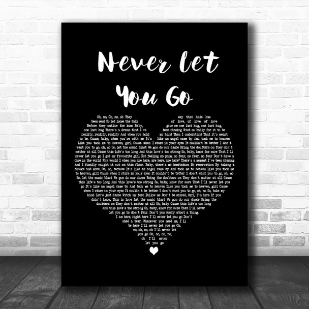 Justin Bieber Never Let You Go Black Heart Decorative Wall Art Gift Song Lyric Print
