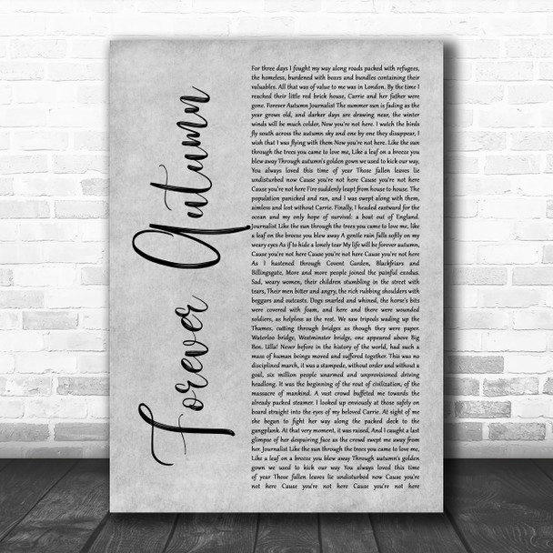 Justin Hayward Forever Autumn Grey Rustic Script Decorative Wall Art Gift Song Lyric Print