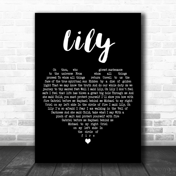 Kate Bush Lily Black Heart Decorative Wall Art Gift Song Lyric Print