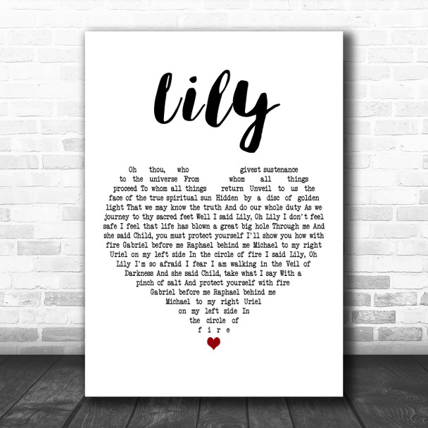 Kate Bush Lily White Heart Decorative Wall Art Gift Song Lyric Print