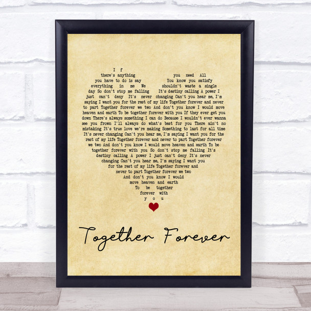 Rick Astley Together Forever Vintage Heart Song Lyric Music Wall Art Print