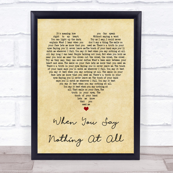 Ronan Keating When You Say Nothing At All Vintage Heart Song Lyric Music Wall Art Print