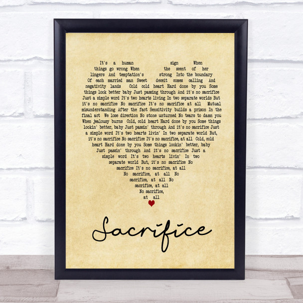 Sacrifice Elton John Vintage Heart Song Lyric Music Wall Art Print