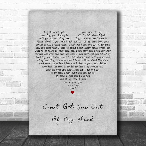 Kylie Minogue Can't Get You Out Of My Head Grey Heart Decorative Gift Song Lyric Print