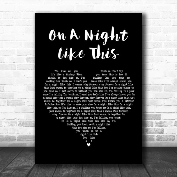 Kylie Minogue On A Night Like This Black Heart Decorative Wall Art Gift Song Lyric Print