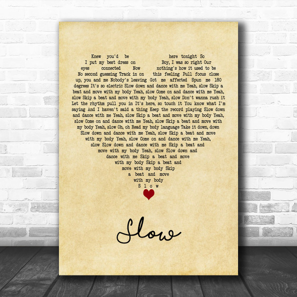 Kylie Minogue Slow Vintage Heart Decorative Wall Art Gift Song Lyric Print