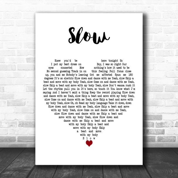 Kylie Minogue Slow White Heart Decorative Wall Art Gift Song Lyric Print