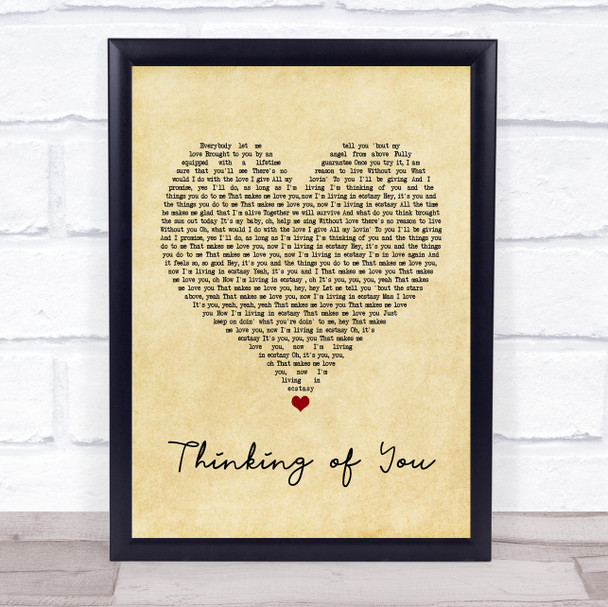 Sister Sledge Thinking of You Vintage Heart Song Lyric Music Wall Art Print