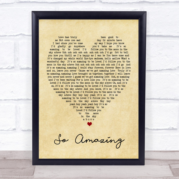 So Amazing Luther Vandross Vintage Heart Song Lyric Music Wall Art Print