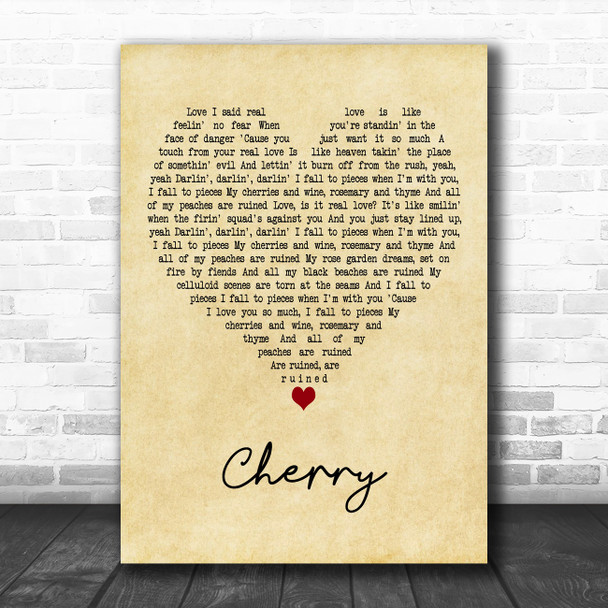 Lana Del Rey Cherry Vintage Heart Decorative Wall Art Gift Song Lyric Print