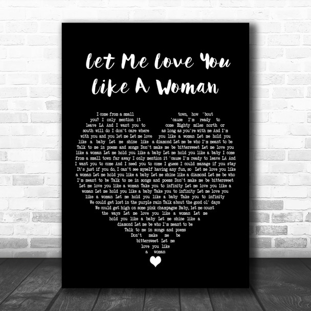 Lana Del Rey Let Me Love You Like A Woman Black Heart Decorative Gift Song Lyric Print